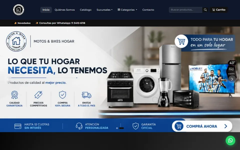Captura del sitio de Casa Rosario