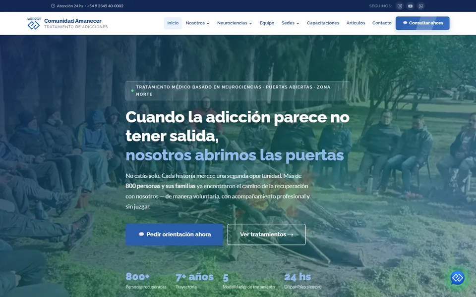 Captura del sitio de Comunidad Amanecer
